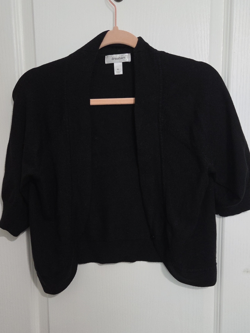 dressbarn Black Short-Sleeve Open Cardigan